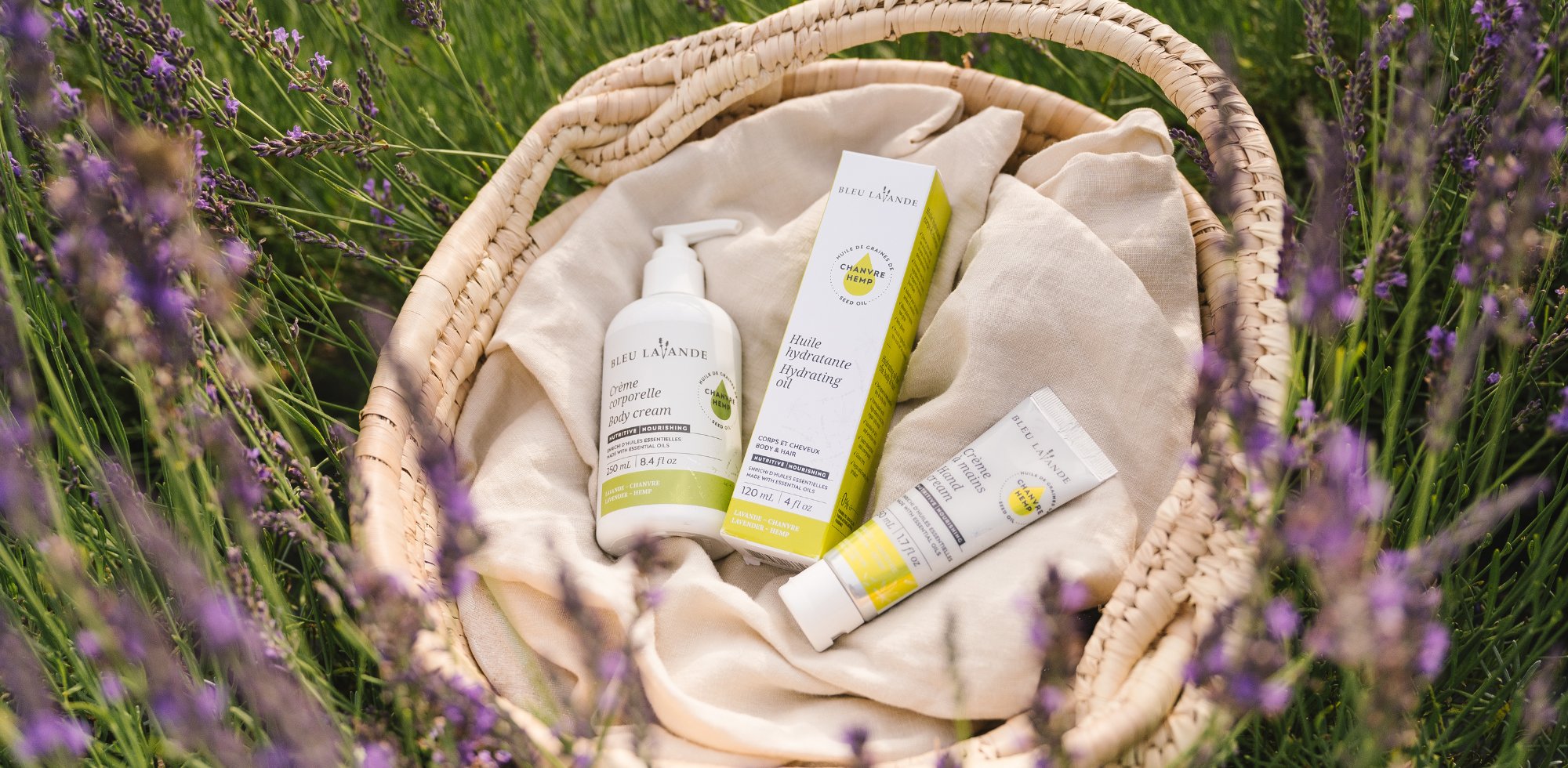 Soins corps hydratants lavande et chanvre de Bleu Lavande