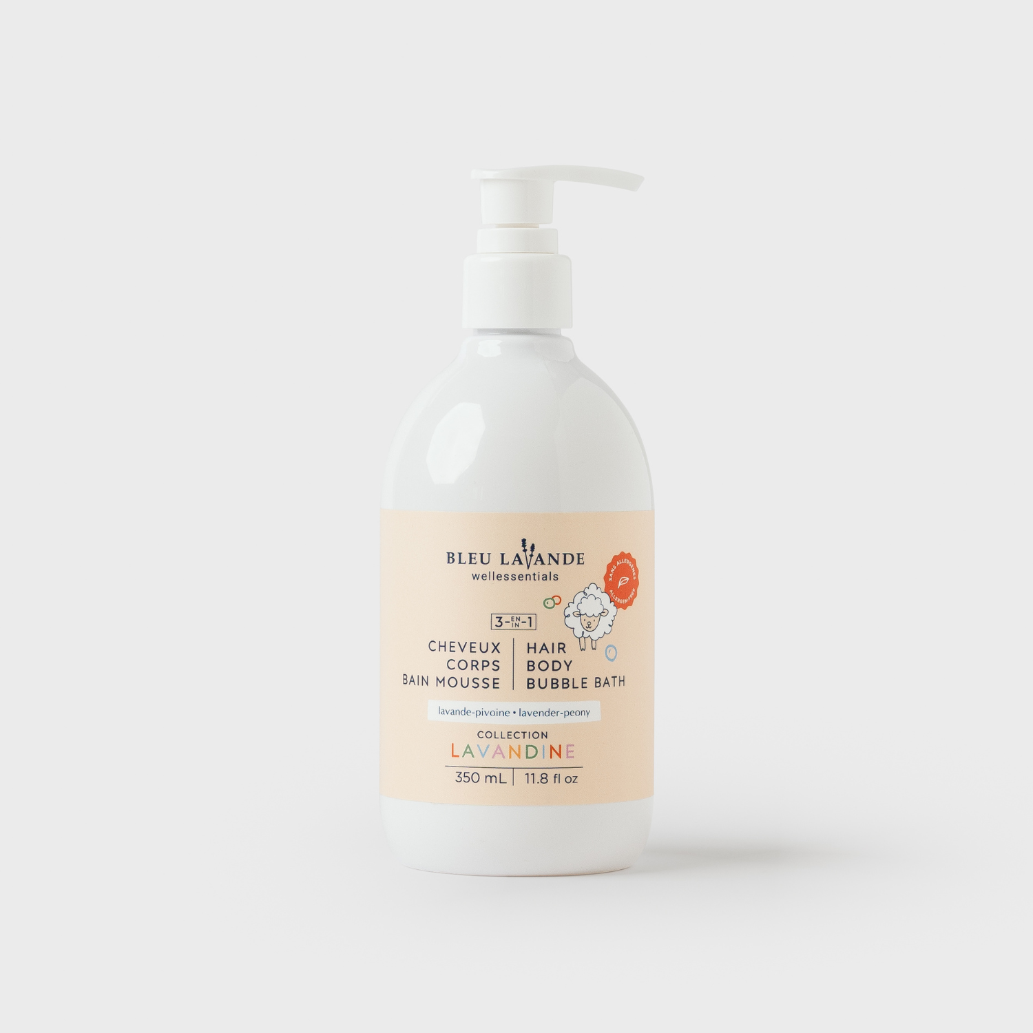 Nettoyant 3 en 1 cheveux, corps, bain mousse pour bébé de la Collection Lavandine