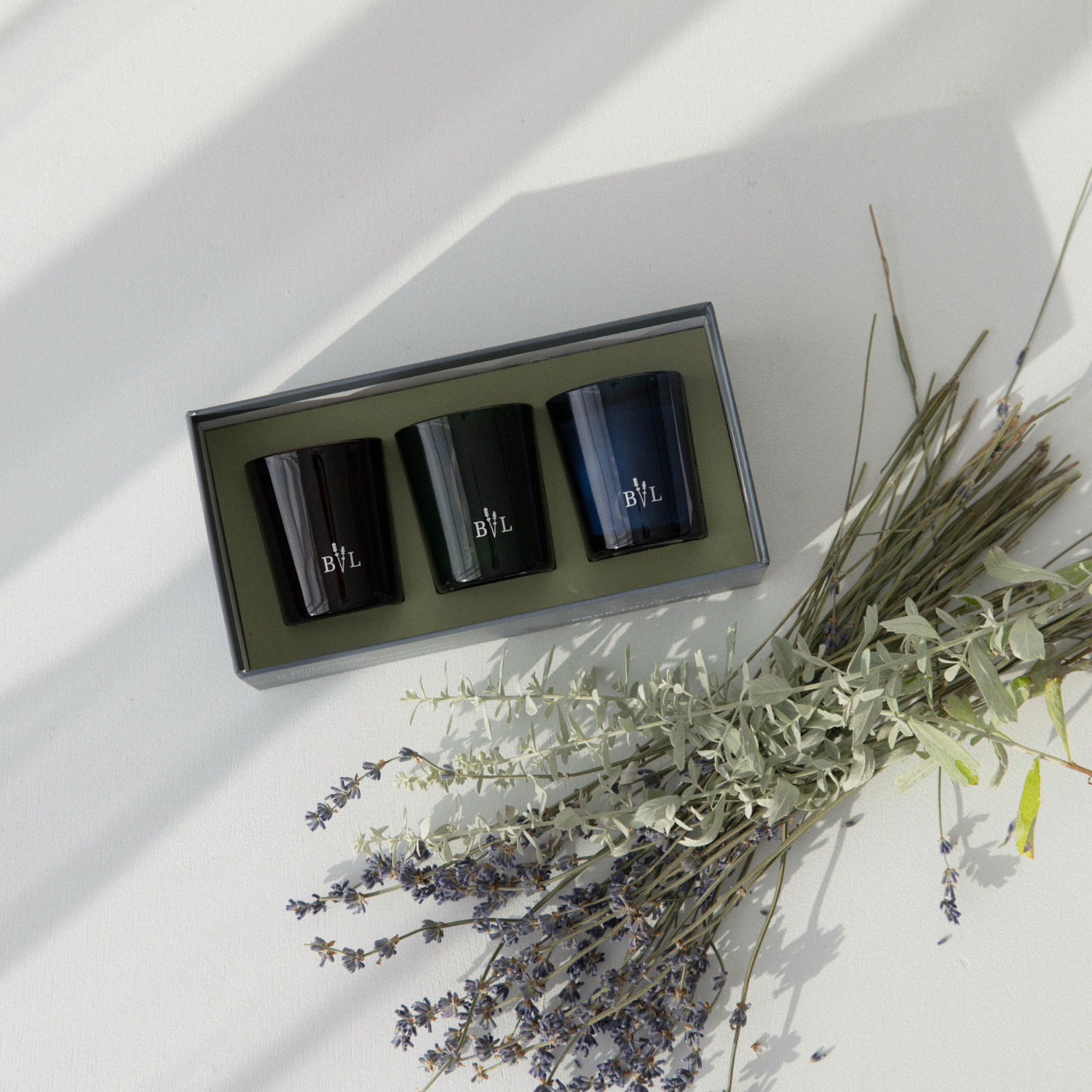 Ensemble-cadeau de bougies de Bleu Lavande