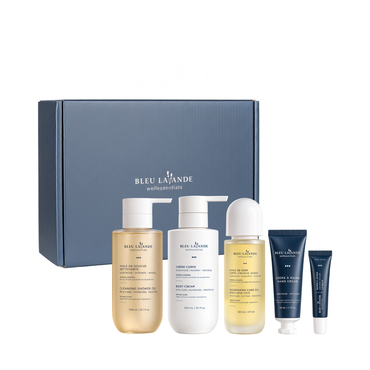 Ensemble-cadeau Soin riche, le rituel complet de Bleu Lavande