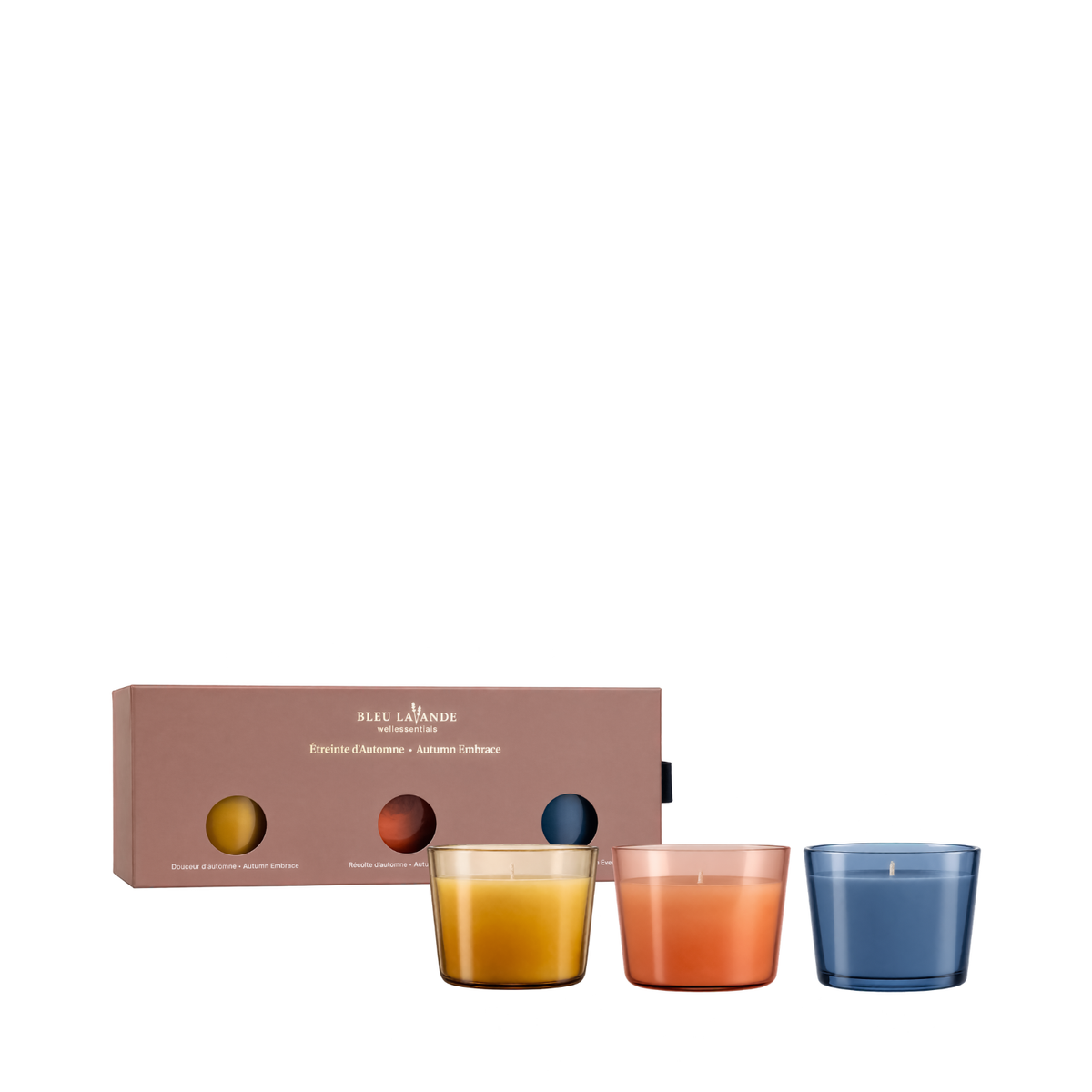 Coffret Étreinte d'automne - Trio de bougies de Bleu Lavande