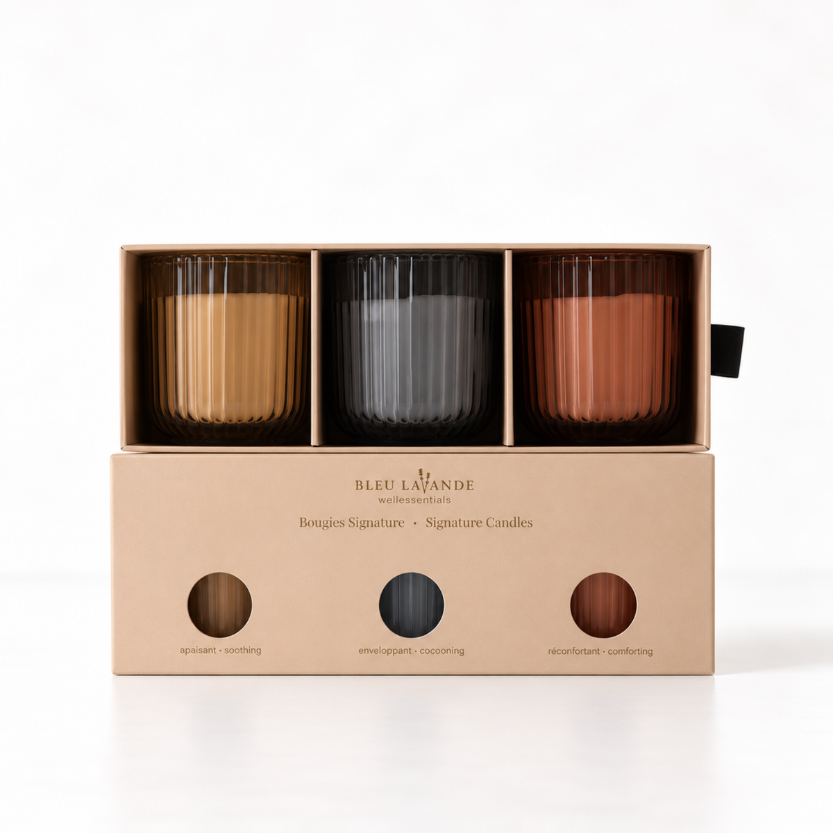 Trio de bougies de soya coulées à la main au Québec
