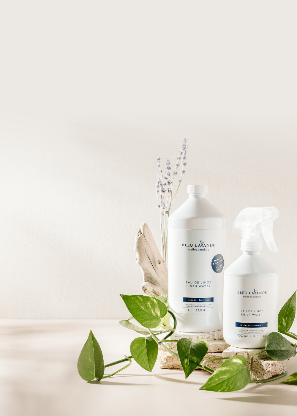 Eau de linge à la lavande à vaporiser sur les tissus sans fragrance artificielle