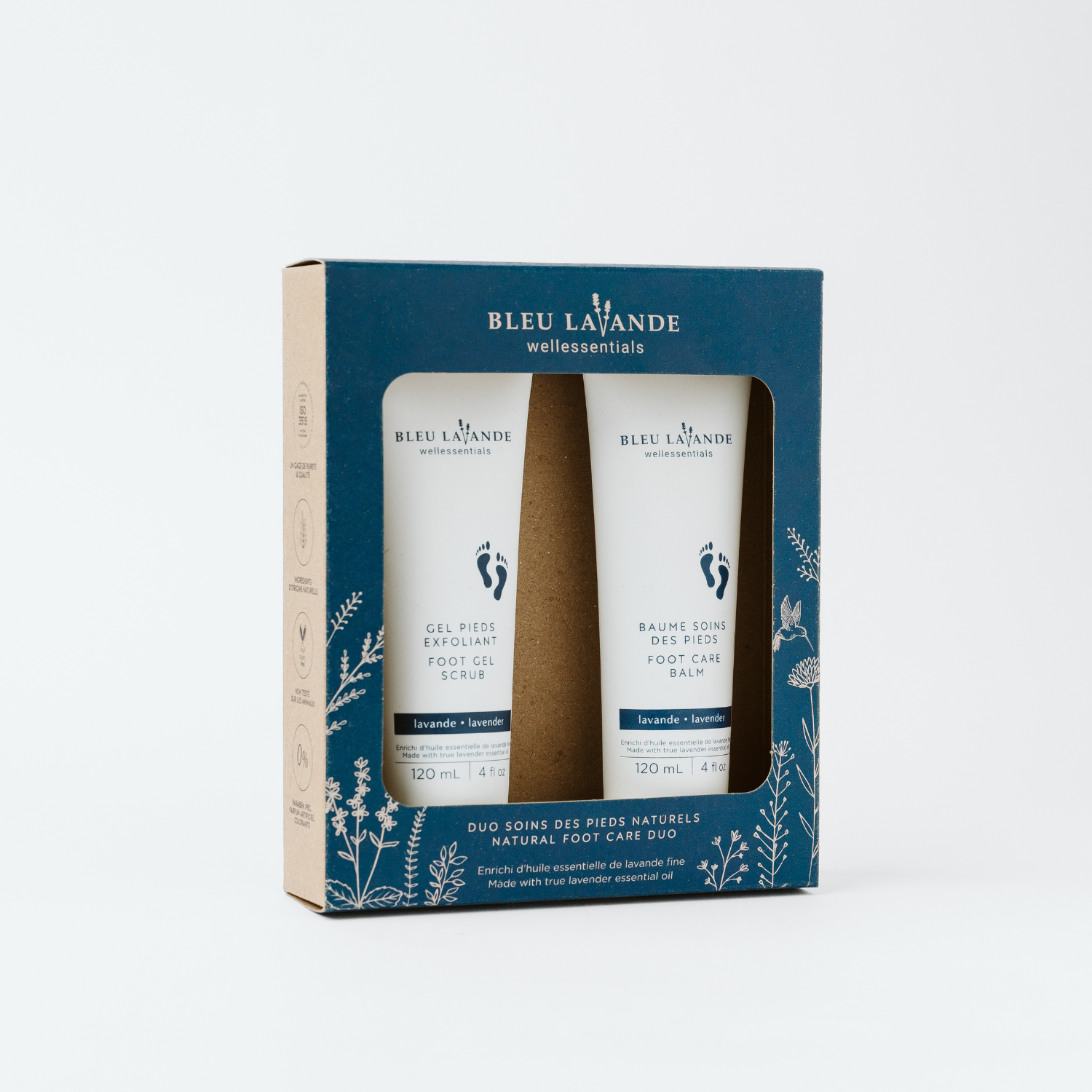 Ensemble-cadeau de gel exfoliant et baume pour les pieds à la lavande