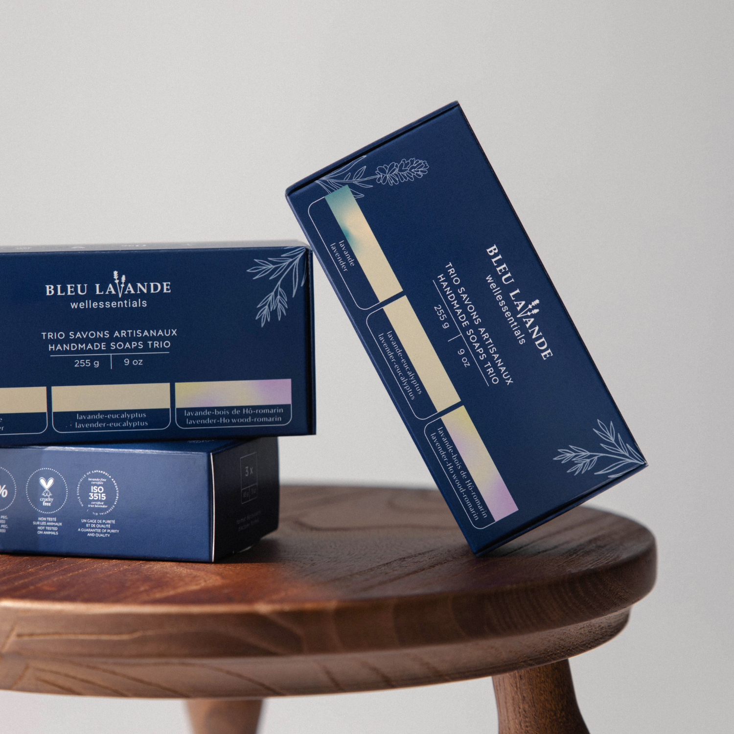 Trio de savons artisanaux 85 g de Bleu Lavande