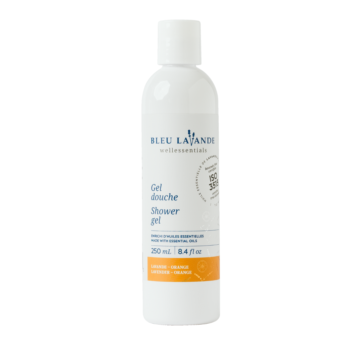 Gel douche lavande-orange faits avec des ingrédients d'origine naturelle