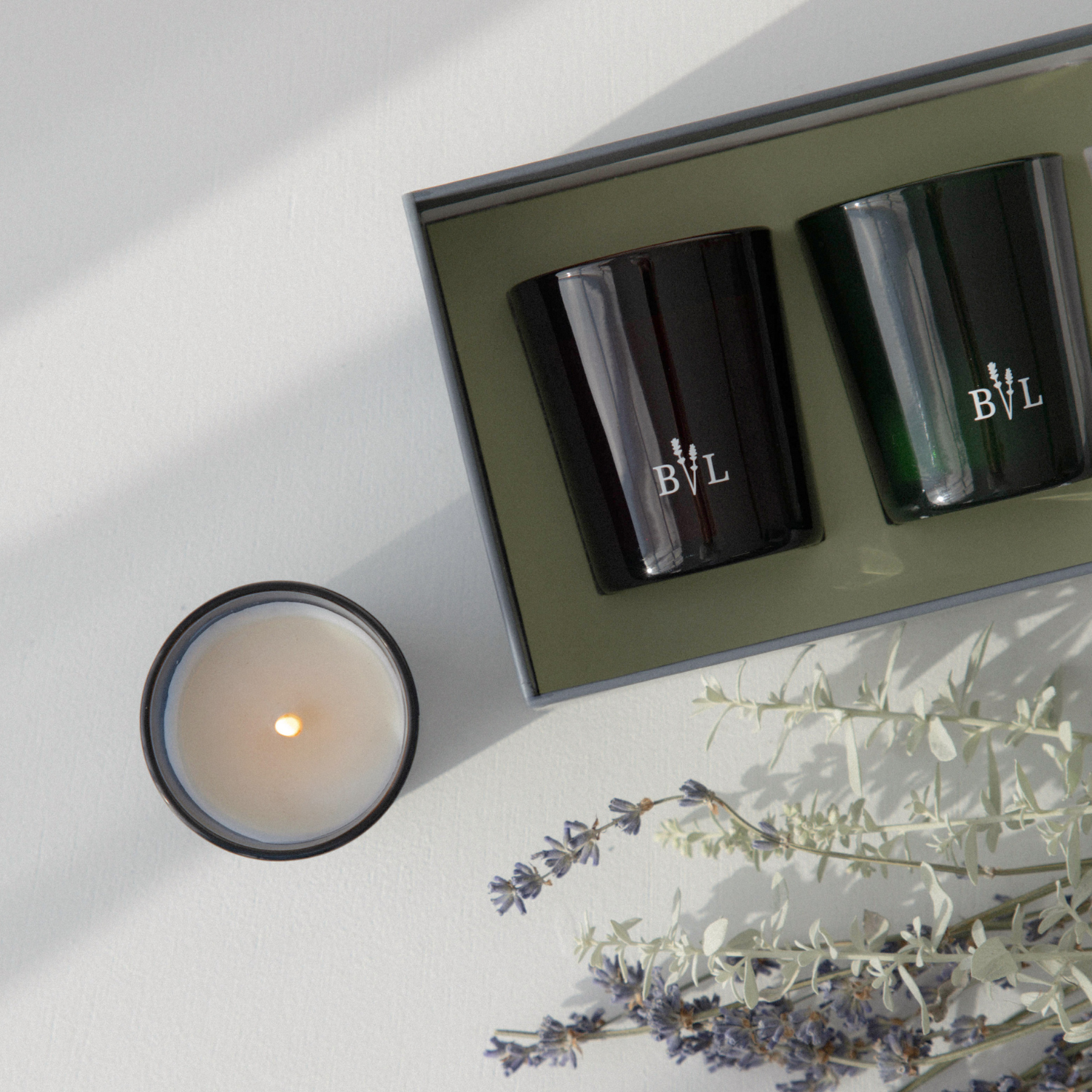 Ensemble de chandelles de Bleu Lavande