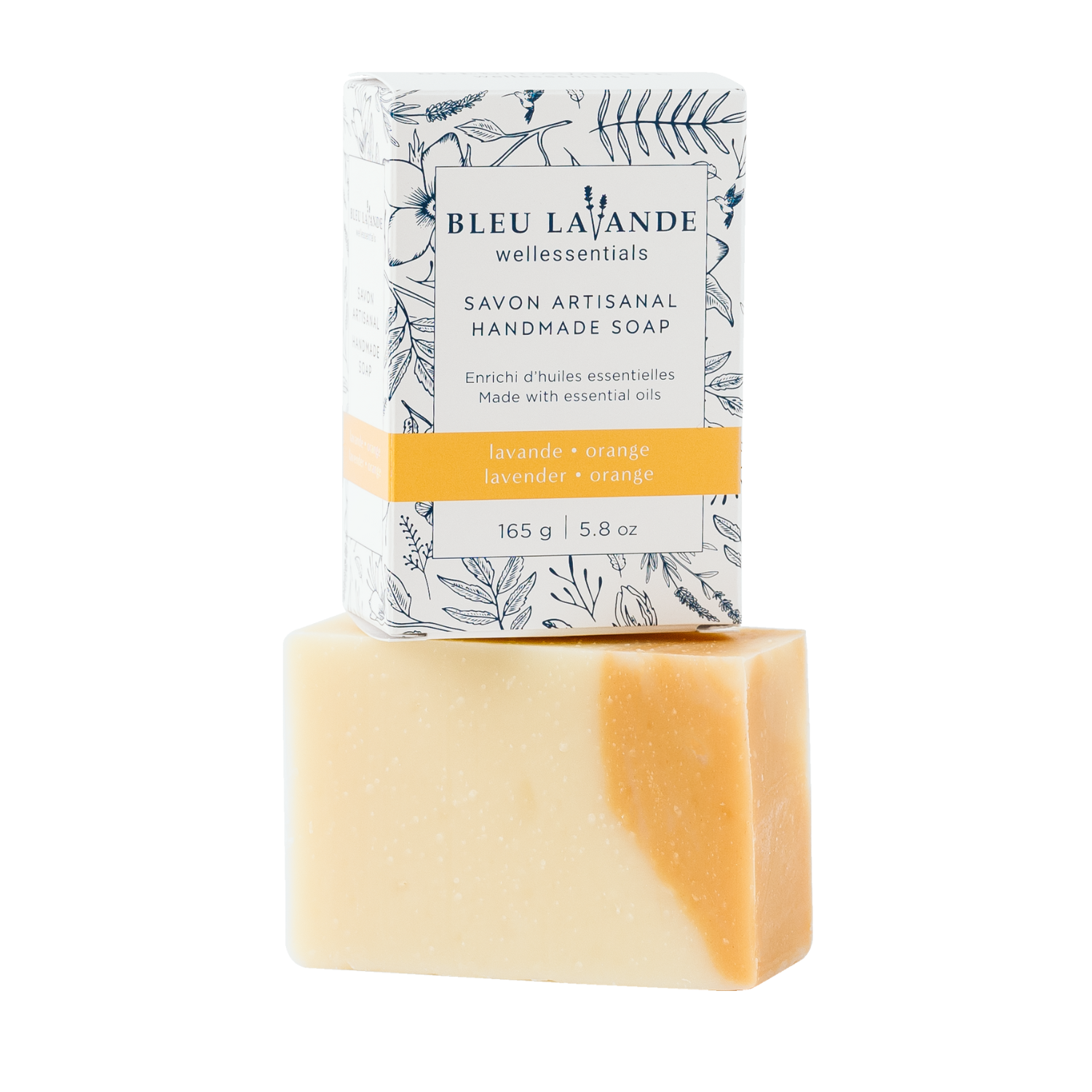 Savon en barre fait à la main lavande et orange