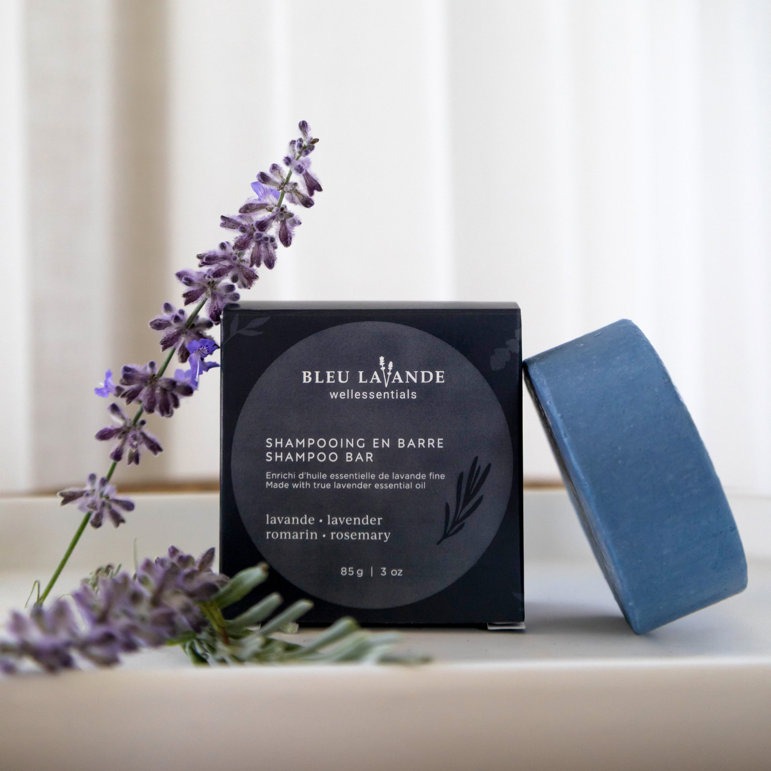 Shampooing en barre aux huiles essentielles de lavande fine et de romarin