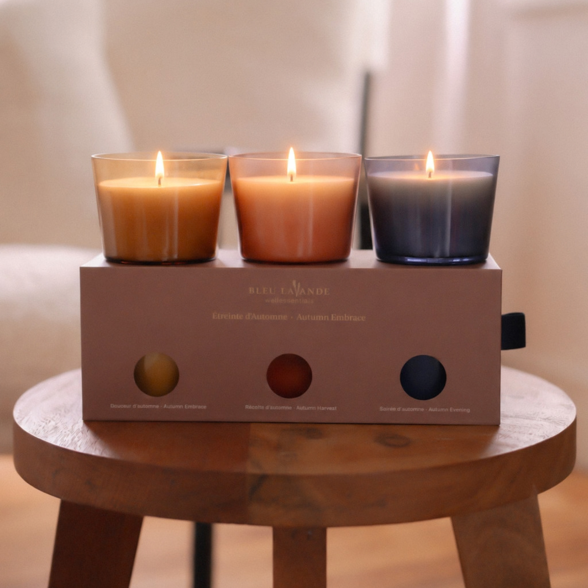 Trio de bougies d'automne de Bleu Lavande