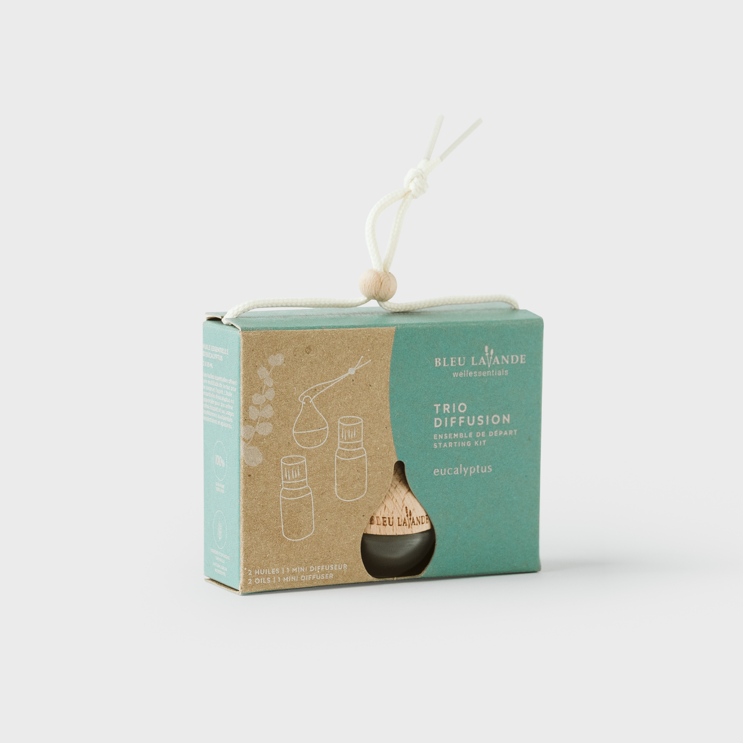Ensemble-cadeau comprenant 2 huiles essentielles d'eucalyptus et un petit diffuseur