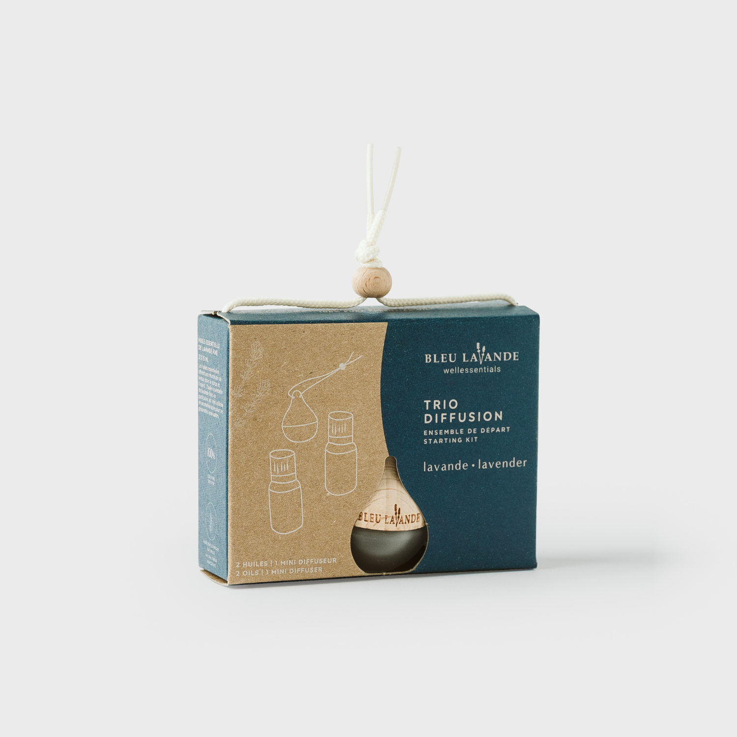 Ensemble-cadeau comprenant 2 huiles essentielles de lavande fine et un petit diffuseur