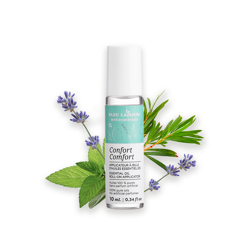 Applicateur à bille d'huiles essentielles de lavande, menthe poivrée et arbre à thé