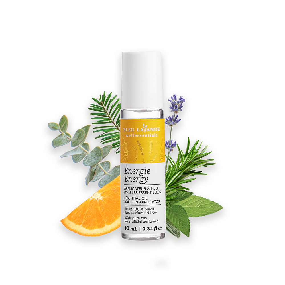 Applicateur à bille d'huiles essentielles de lavande, orange douce, romarin, menthe poivrée, sapin sibérien et eucalyptus