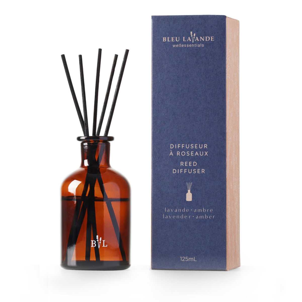 Lavender-amber reed diffuser - Gift set | Bleu Lavande