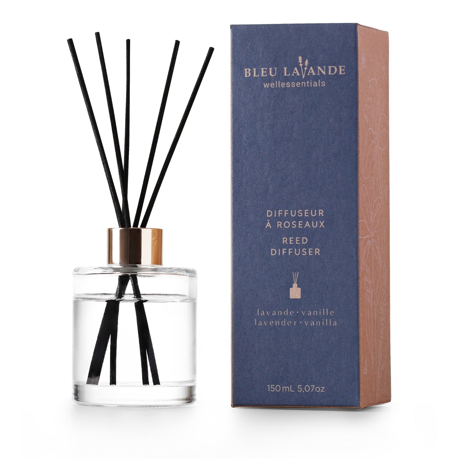 Lavender-vanilla reed diffuser - Gift set | Bleu Lavande