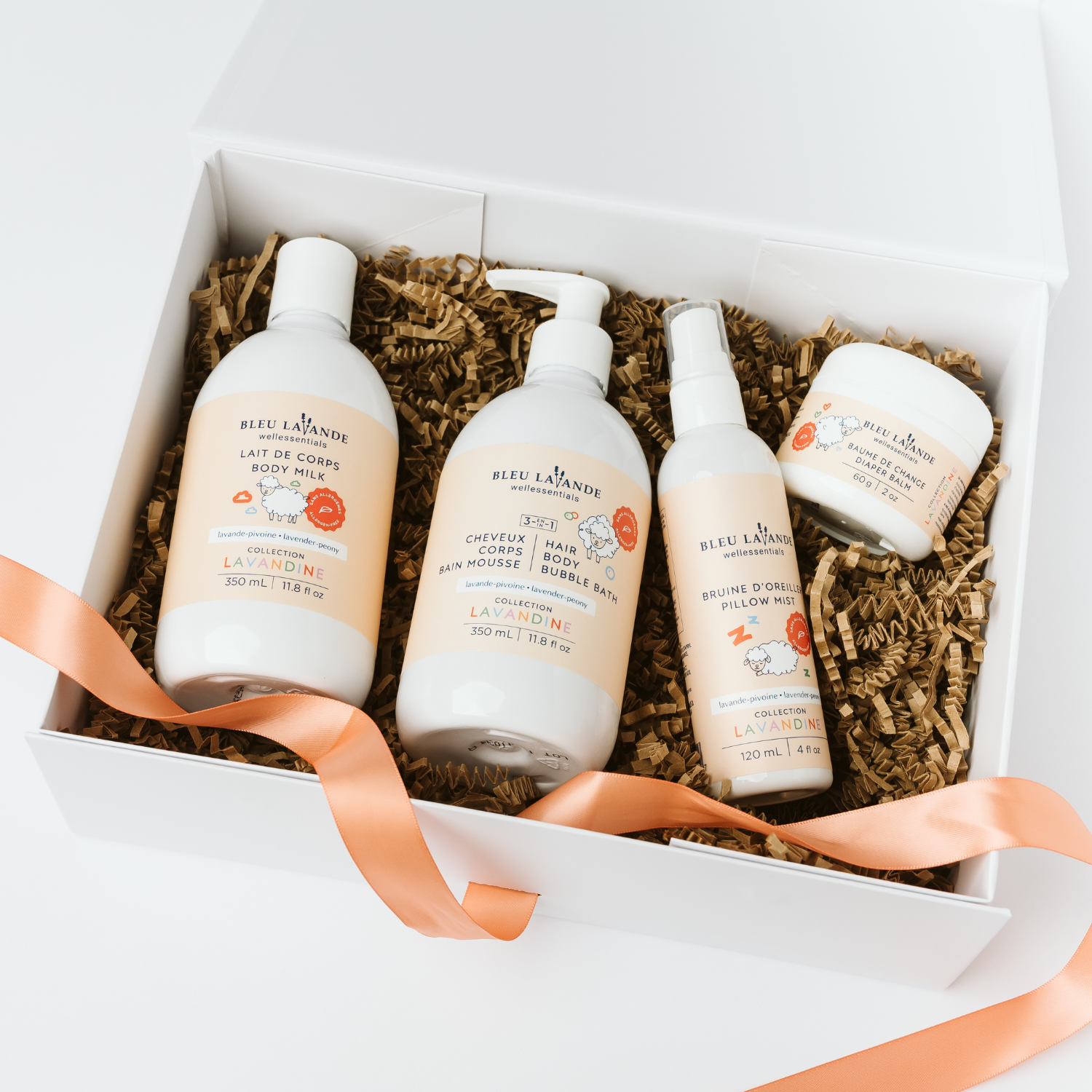 Coffret cadeau de 4 produits pour bébé de la collection Lavandine par Bleu Lavande