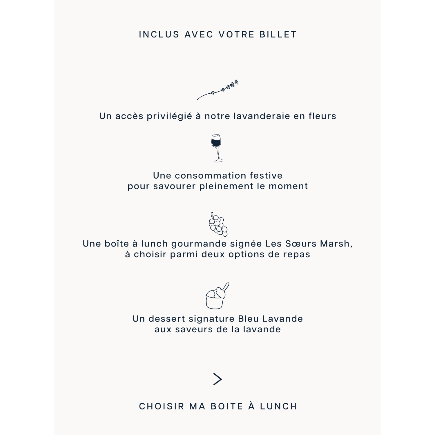 Événement boîte à lunch : Inclusions dans votre billet