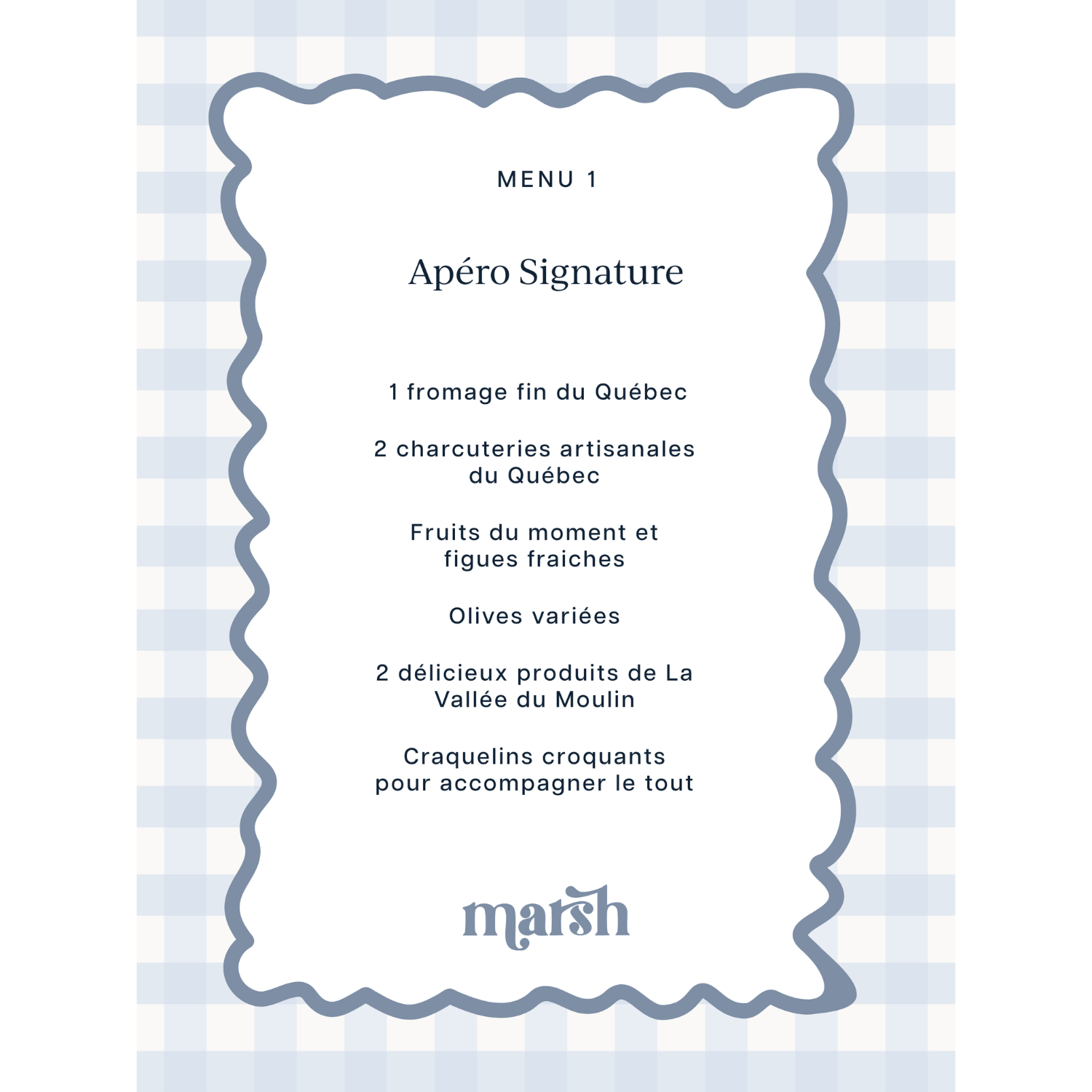 Événement boîte à lunch : Menu 1 - Apéro signature