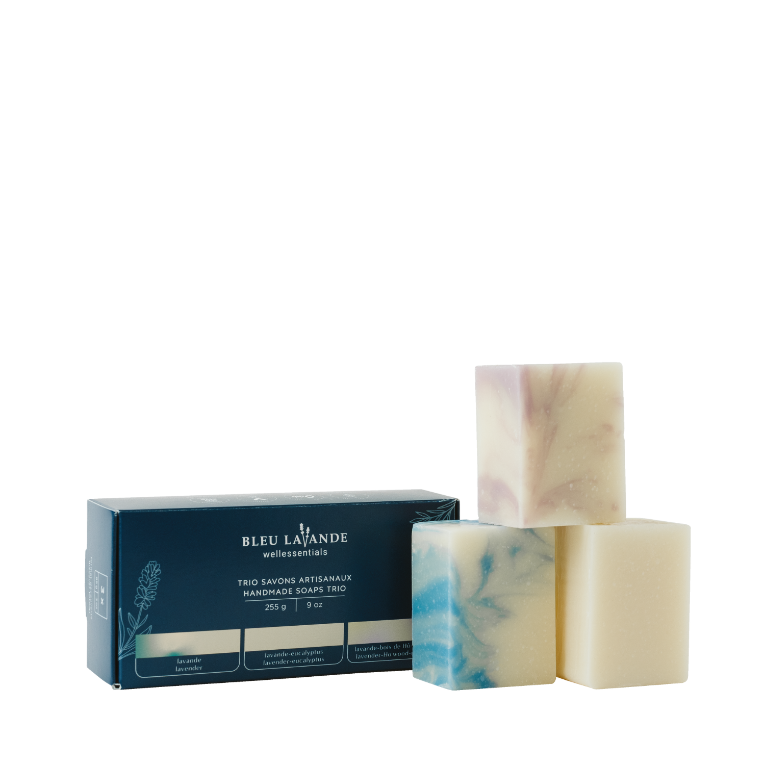 Ensemble-cadeau trio de savons artisanaux de Bleu Lavande