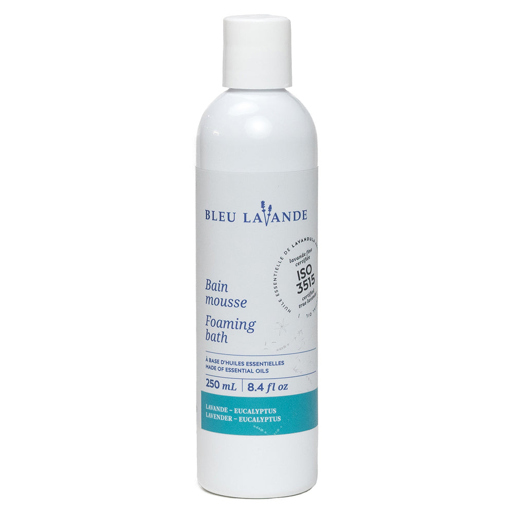 Bain mousse lavande-eucalyptus 250 ml sur fond blanc