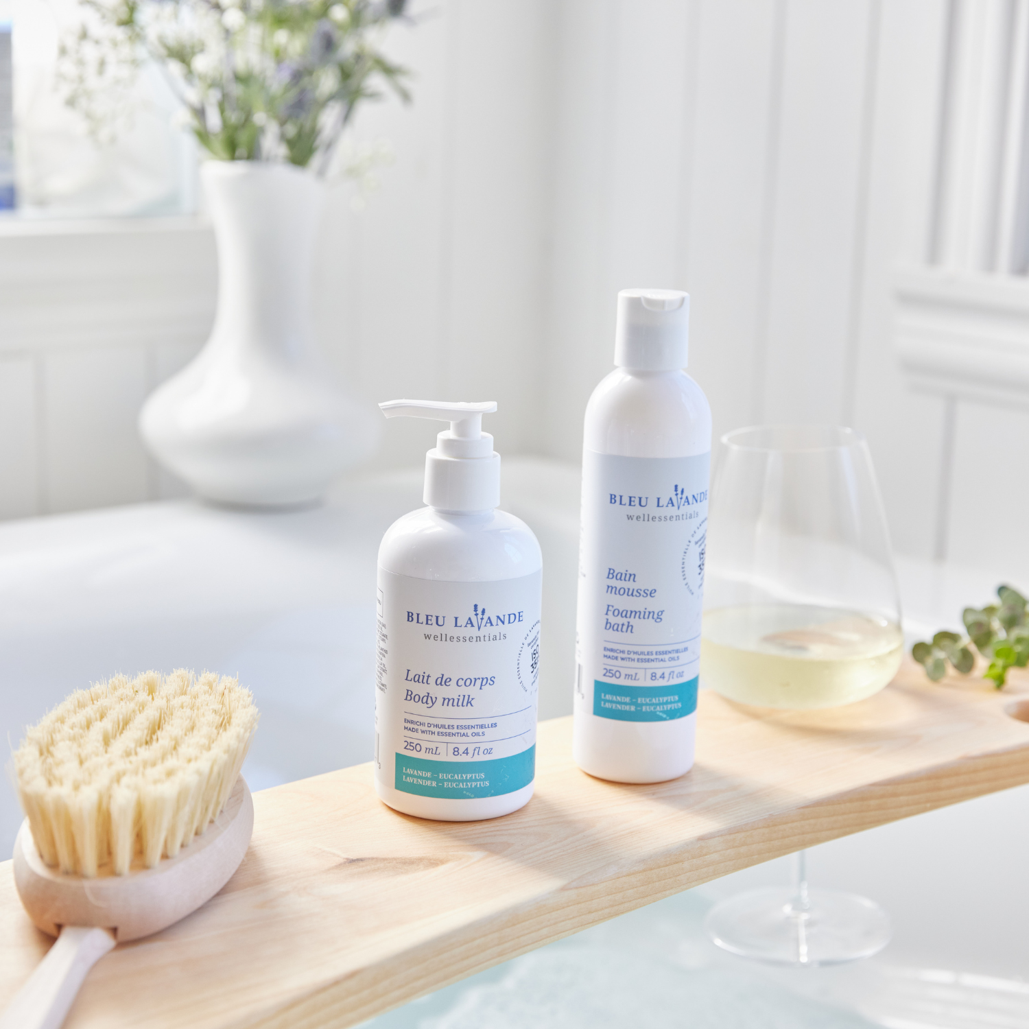 Bain mousse et lait de corps - Duo spa lavande et eucalyptus